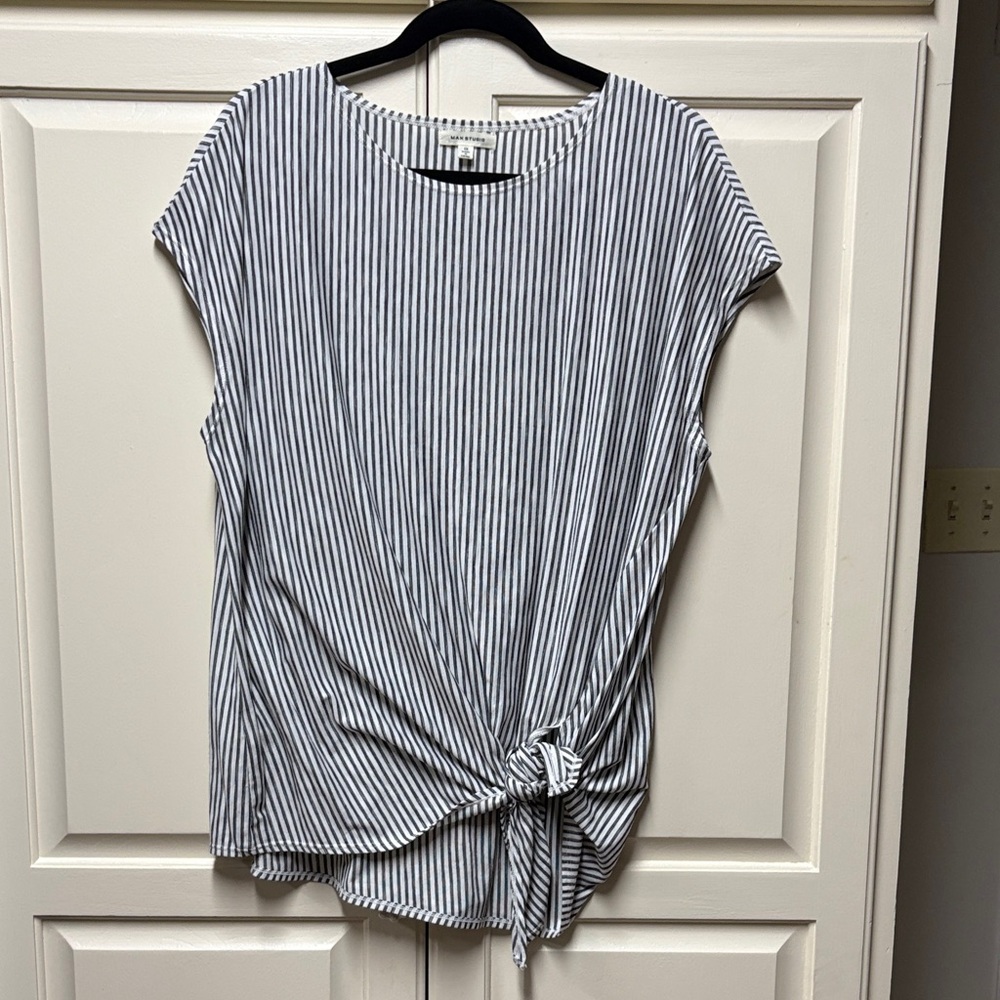 Max studio Striped Tie-Front Women's Top